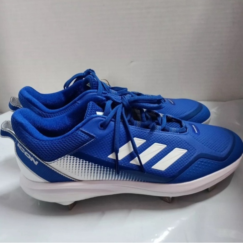 Adidas Icon 7 Men's Size 12.5 Low Top Metal Baseball Cleats Blue White‎ FZ1556